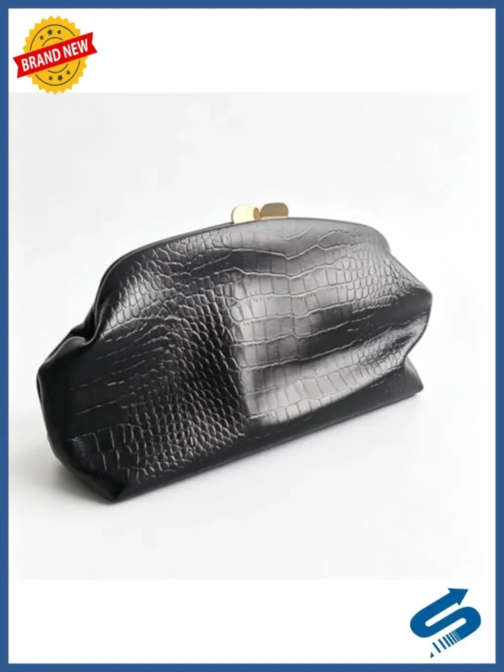 Elegant Faux PU Leather Clutch Chain Strap Evening Bag